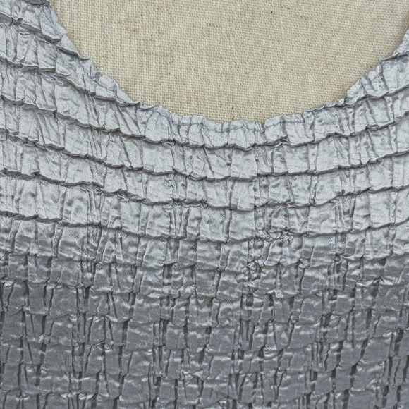 Serenade Y2K Silver Metallic Sheen Top Women's L Futuristic Glam Studio 54 Disco - Picture 2 of 6